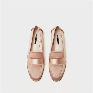ZARA PINK FRAYED LOAFERS Low Price!